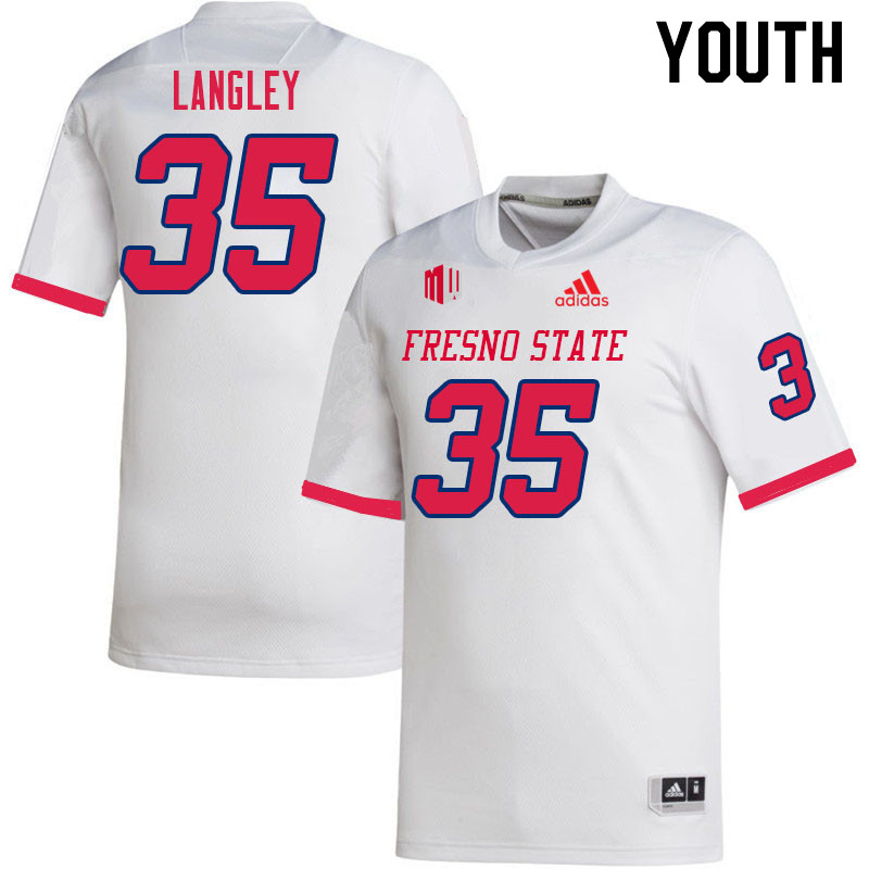 Youth #35 Malachi Langley Fresno State Bulldogs College Football Jerseys Sale-White